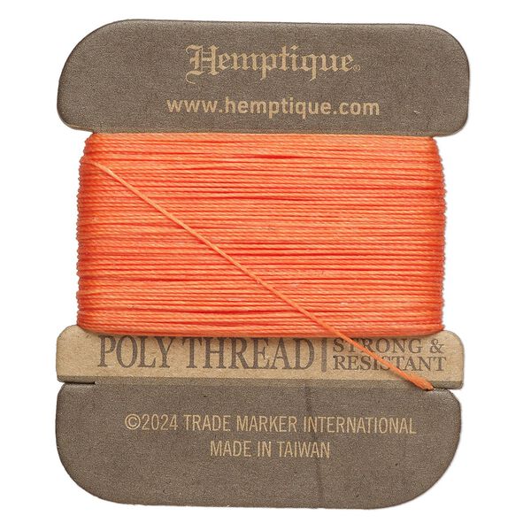 Thread, Hemptique®, polyester, pkg/32 yards, cappuccino, 0.45mm 3-ply round. image number 0