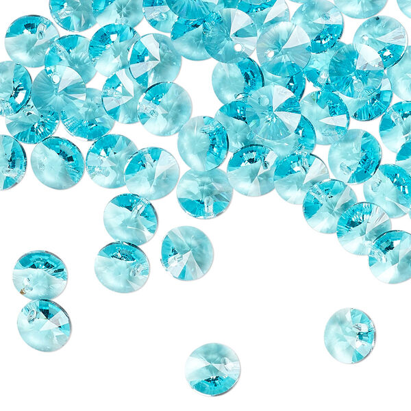 Drop 12pk light turquoise, Crystal Passions® 6mm pendant mini disk 6428 image number 1