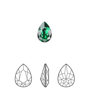 Fancy stone 144pk majestic green foil back, Swarovski® 10x7mm pear 4320