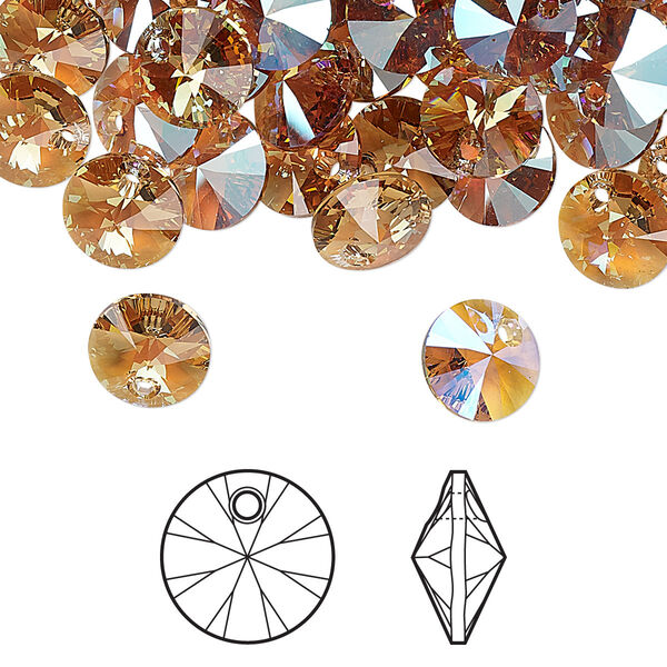 Drop 12pk light Colorado topaz shimmer, Crystal Passions® 8mm pendant mini disk 6428 image number 0