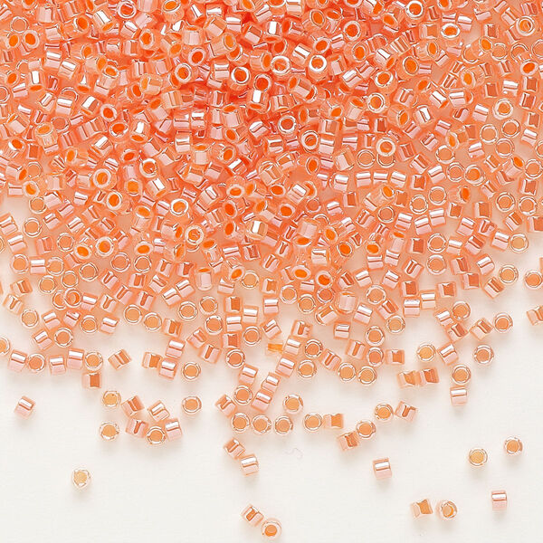Seed bead, Delica®, glass, pkg/50g, #11 round, opaque inside dyed color luster salmon (DB-0235). image number 0