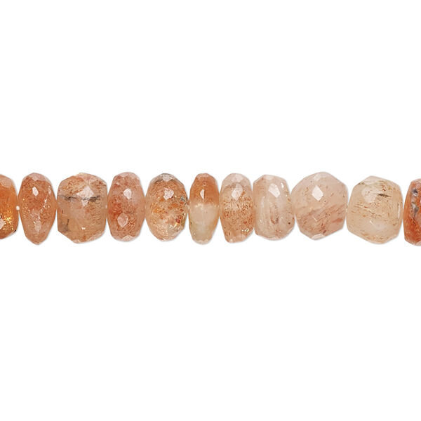 Sunstone 1pkg1, hand-cut faceted rondelle bead natural C grade, 13 inch 5x3mm-7x6mm image number 0
