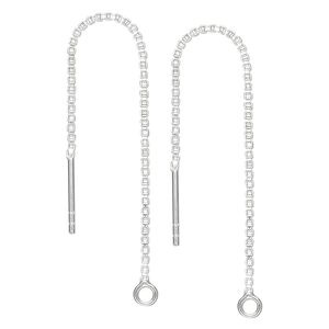 Ear thread 1pkg2 sterling silver, 2.75 inch box chain / closed loop, 1 pair