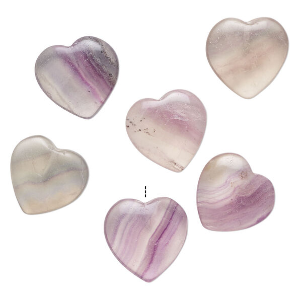Drop, rainbow fluorite (natural), 14-16mm half-drilled puffed heart, B grade, Mohs hardness 4. Sold per pkg of 6. image number 0