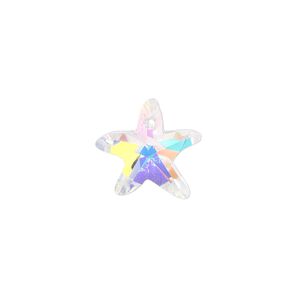 Drop 4pk clear AB, Celestial Crystal® 15x14mm hand-cut starfish