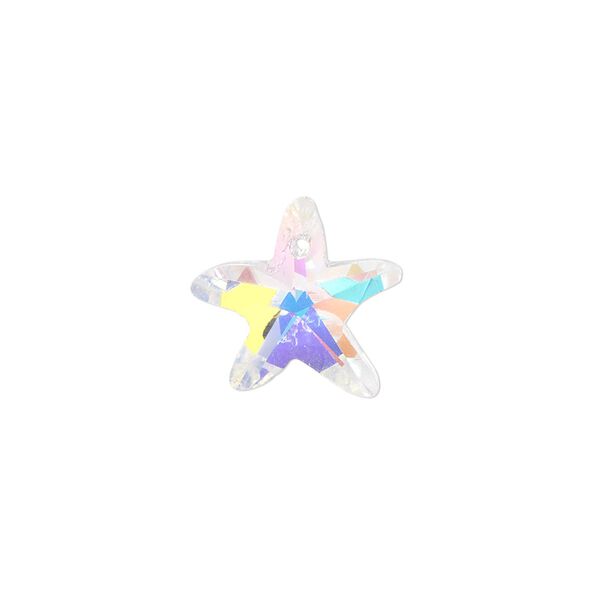 Drop 4pk clear AB, Celestial Crystal® 15x14mm hand-cut starfish image number 0