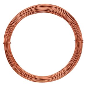 Wire, anodized aluminum, orange copper, 0.8mm round, 20 gauge. Sold per pkg of 45 feet.