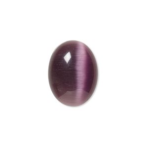 Cabochon, cat's eye glass (fiber optic glass), purple, 20x15mm calibrated oval, quality grade. Sold per pkg of 4.