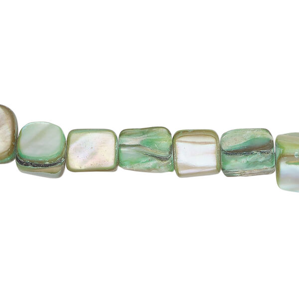 Mother-of-pearl shell 1pkg1, triangle tube bead 15 inch seafoam 6x5mm-11x9mm image number 0