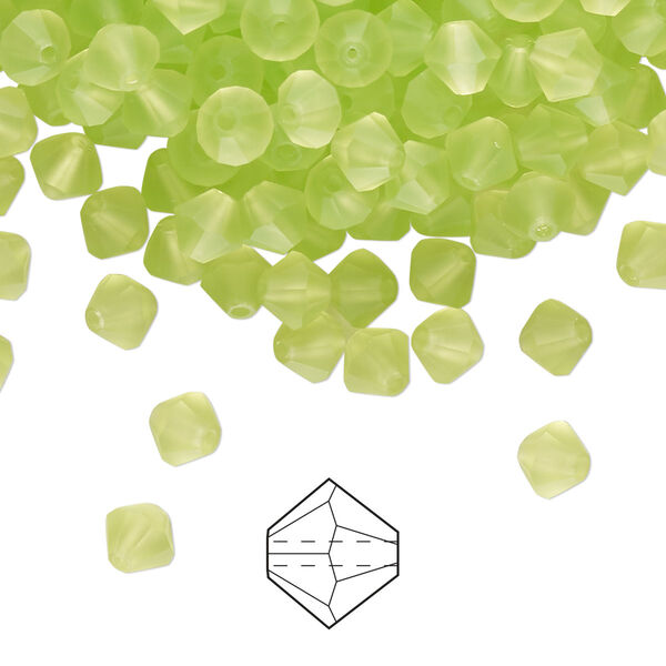 Bead 144pk limecicle matte, Preciosa Czech crystal 5mm bicone image number 0