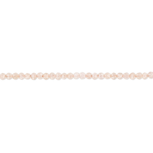 Bead, peach moonstone (natural), 2mm hand-cut faceted round with 0.4-0.6mm hole, B+ grade, Mohs hardness 6 to 6-1/2. Sold per 15" to 16" strand. image number 0