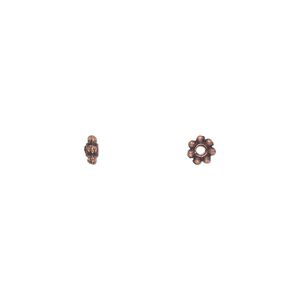 Bead, antique copper-plated "pewter" (zinc-based alloy), 4x2mm double-sided rondelle. Sold per pkg of 250.