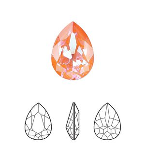 Fancy stone 1pk crystal orange glow DeLite, Crystal Passions® 18x13mm pear 4320