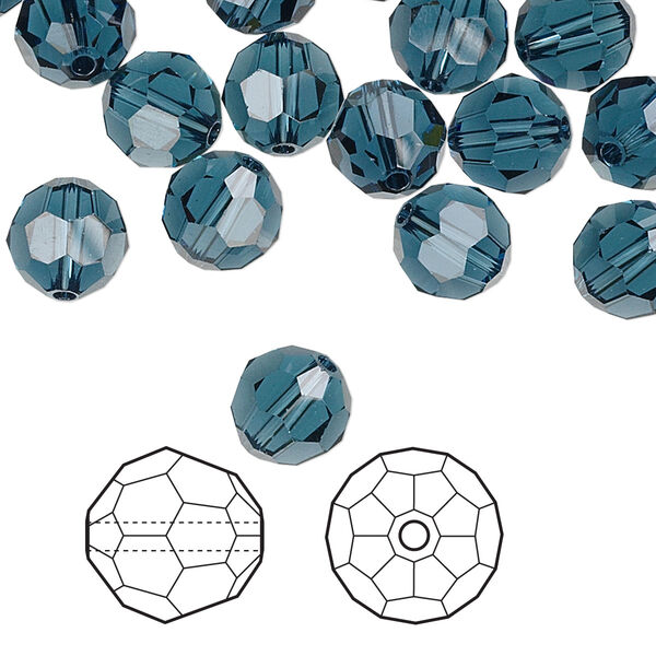 Bead 288pk Montana, Swarovski® 8mm round 5000 image number 0