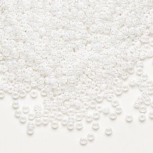 Seed bead, Preciosa Ornela Czech glass, pkg/50g, #11 rocaille, opaque luster chalkwhite, (46102).