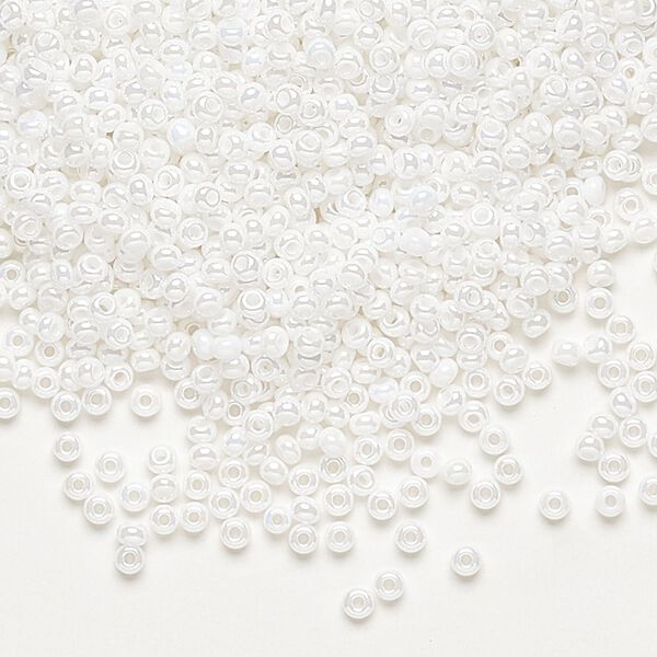 Seed bead, Preciosa Ornela Czech glass, pkg/50g, #11 rocaille, opaque luster chalkwhite, (46102). image number 0