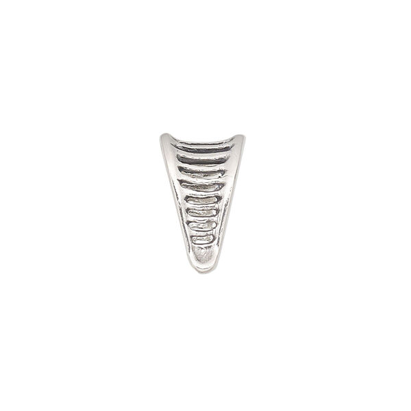 Bail, ice-pick, antiqued sterling silver, 13x9mm triangle with cutout lines, 10mm grip length. Sold individually. image number 0