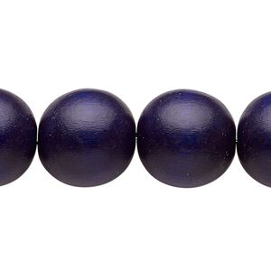 Bead, Taiwanese cheesewood (dyed / waxed), navy blue, 15-16mm round. Sold per 15-1/2" to 16" strand.