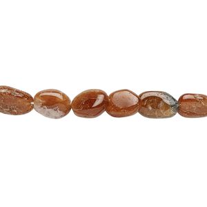 Hessonite garnet 1pkg1, hand-cut puffed oval bead natural 13 inch 7x5mm-12x7mm