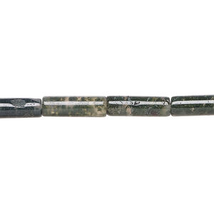 Moss agate 1pkg1, round tube bead natural, 15 inch 13x4mm-14x5mm