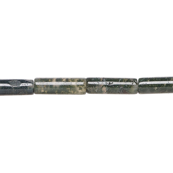Moss agate 1pkg1, round tube bead natural, 15 inch 13x4mm-14x5mm image number 0