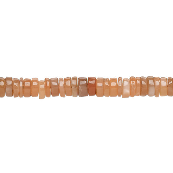 Bead, peach moonstone (natural), 4x1mm-5x2mm hand-cut rondelle, B grade, Mohs hardness 6 to 6-1/2. Sold per 8-inch strand, approximately 100-150 beads. image number 0