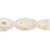 Bead, millefiori glass, translucent clear / orange / white, 20x10mm 4-sided twisted oval with flower design. Sold per 14-inch strand. image number 0