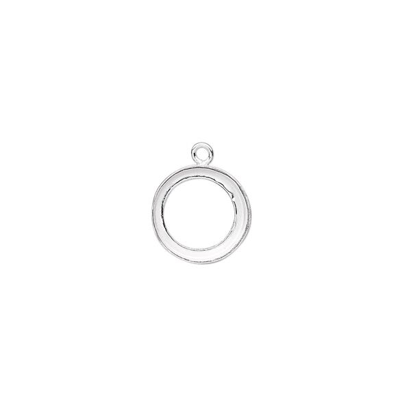 Drop, fine silver, 11mm round with 10mm round bezel setting. Sold per pkg of 4. image number 0