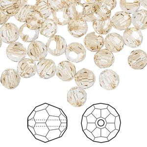 Bead 144pk crystal golden shadow, Crystal Passions® 6mm round 5000