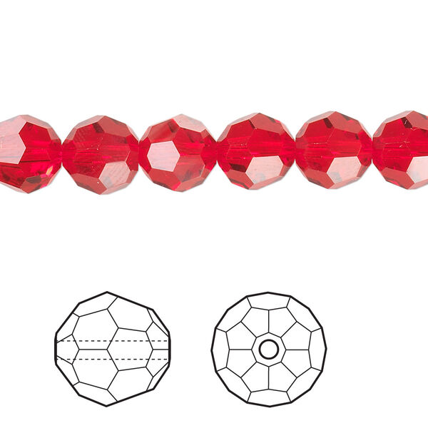 Bead 12pk light Siam, Crystal Passions® 8mm round 5000 image number 0