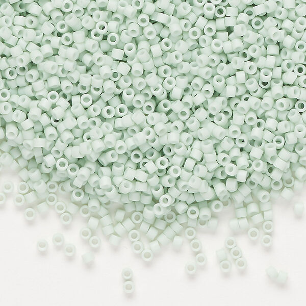 Seed bead, Delica®, glass, pkg/50g, #11 round, opaque matte light mint green (DB-1516-1). image number 0