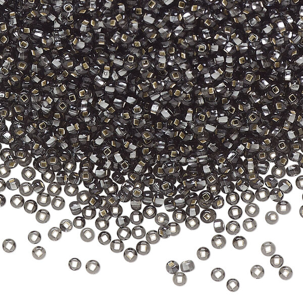 Seed bead, Preciosa Ornela Czech glass, pkg/50g, #11 rocaille, transparent silver-lined grey, (47010). image number 0