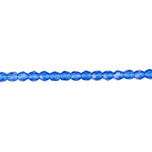 Bead, Czech fire-polished glass, light cobalt, 3mm faceted round. Sold per 15-1/2" to 16" strand, approximately 130 beads.