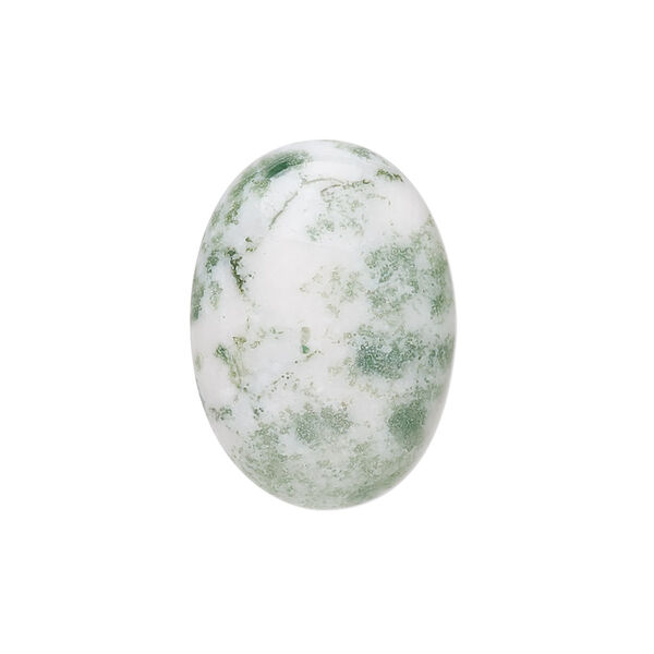 Cabochon, tree agate (natural), 25x18mm calibrated oval, B grade, Mohs hardness 6-1/2 to 7. Sold individually. image number 0