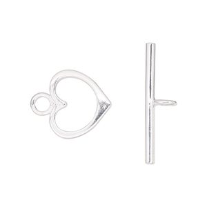 Clasp, toggle, sterling silver-filled, 15x13mm heart. Sold individually.