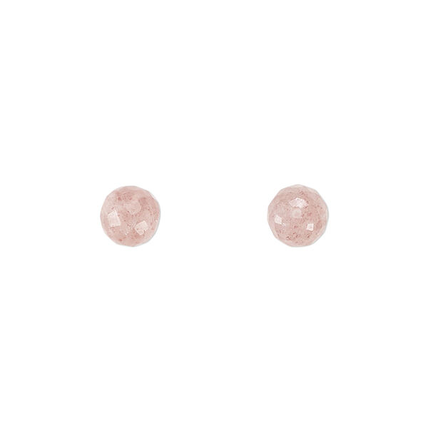 Bead, strawberry quartz (natural), 6mm hand-cut half-drilled faceted round, B grade, Mohs hardness 7. Sold per pkg of 2. image number 0