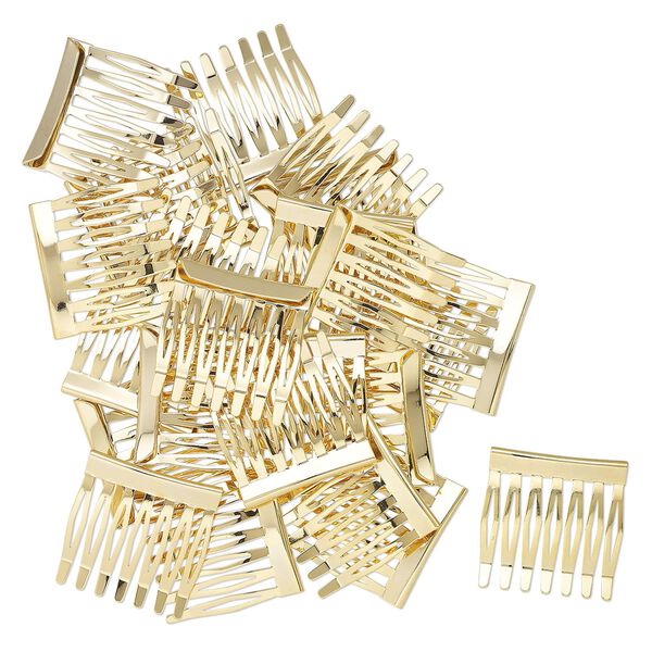 Hair comb, gold-finished brass, 1 inch with hooked lip. Sold per pkg of 24. image number 0