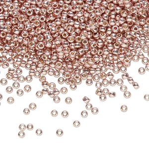 Seed bead, TOHO BEADS®, glass, pkg/50g, #11 round, opaque galvanized PermaFinish sweet blush (TR-11-PF552).