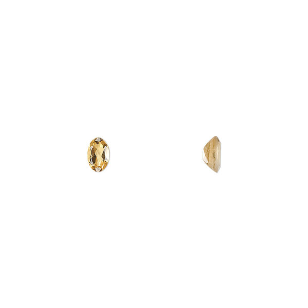 Gem, citrine (heated), 5x3mm faceted oval, A grade, Mohs hardness 7. Sold per pkg of 2. image number 0