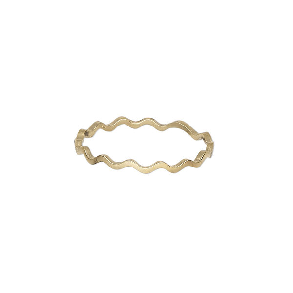 Ring, Create Compliments®, gold-plated sterling silver, 2mm wide textured wavy, size 9. Sold individually. image number 0