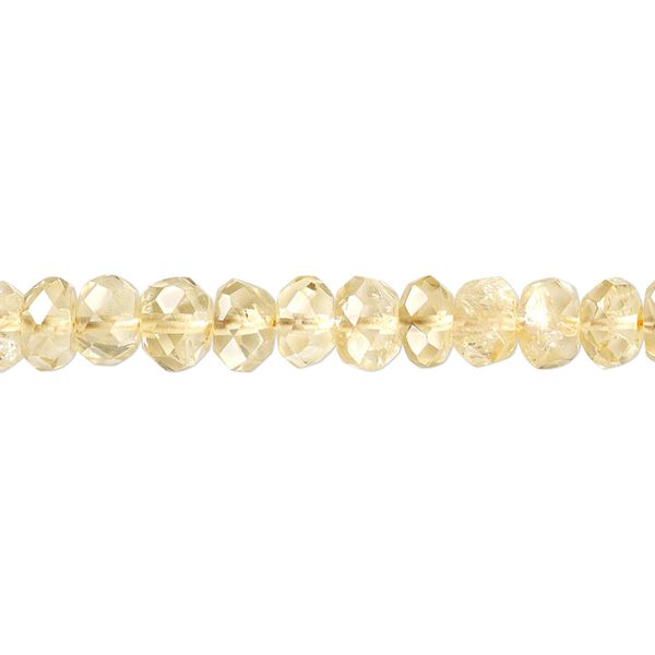 Citrine / quartz crystal 1pkg1, hand-cut faceted rondelle bead 14 inch 6x3mm-7x5mm image number 0