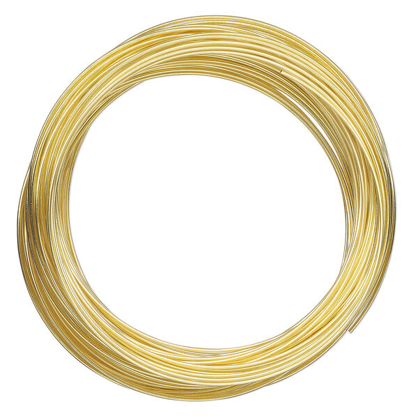 Memory wire, Beadalon®, gold-plated carbon steel, 2-inch round bracelet, 0.65mm thick. Sold per 1-ounce pkg, approximately 70 loops. image number 0