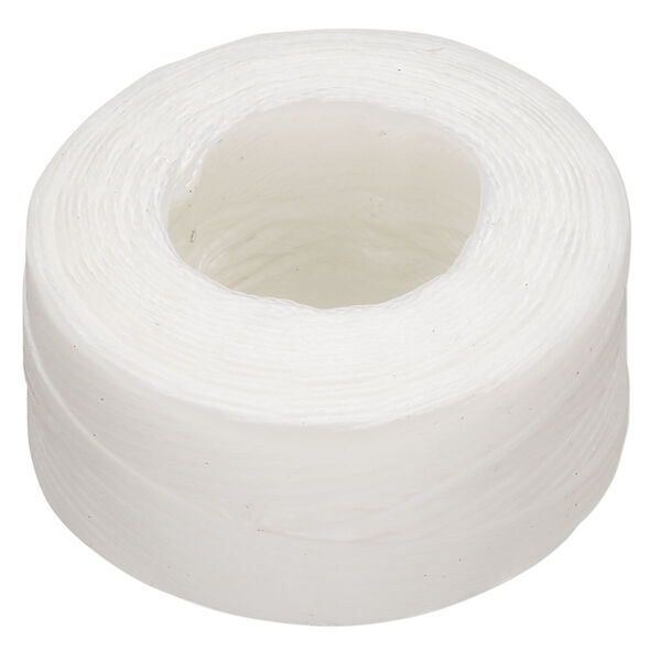 Thread, Hemptique®, polyester, pkg/50 yards, white, 0.8mm braided flat. image number 0