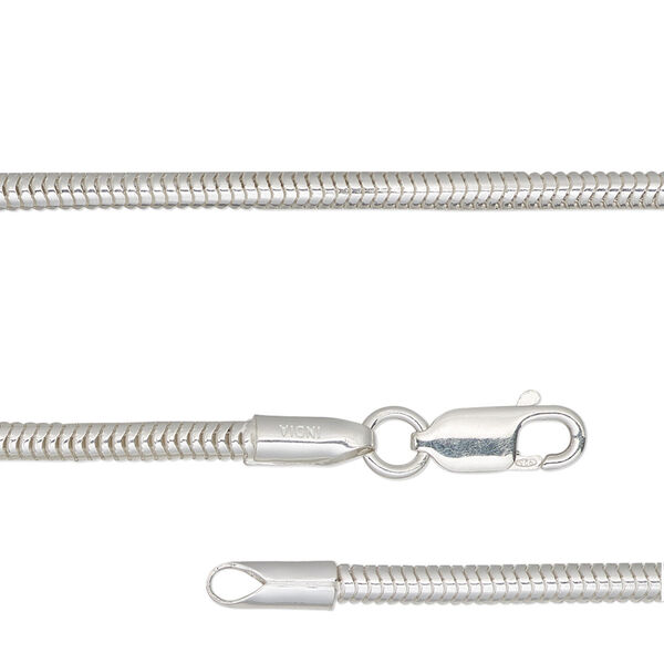 Chain, Dione®, sterling silver, 2.7mm snake, 18 inches with lobster claw clasp. Sold individually. image number 0
