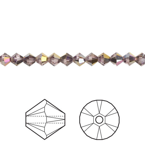 Bead 48pk light amethyst heavy vitrail light, Crystal Passions® 4mm bicone 5328 image number 0