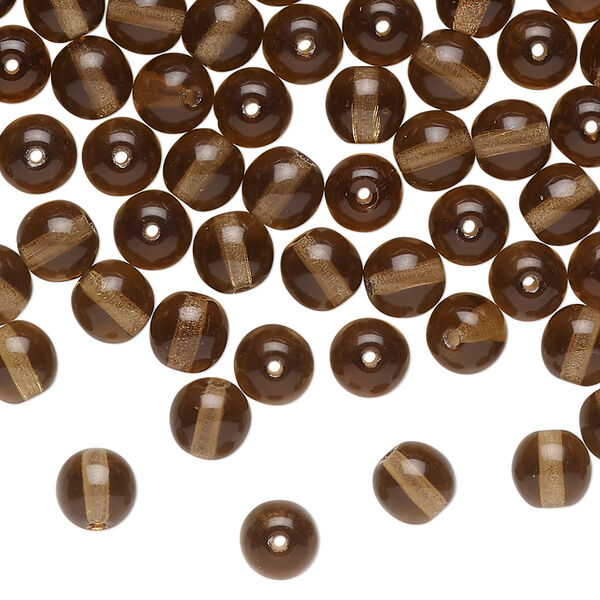 Bead, Czech glass, translucent smoky topaz, 6mm round. Sold per 2-ounce pkg, approximately 200 beads. image number 0