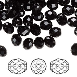 Bead 288pk jet, Swarovski® 7x6mm olive briolette 5044