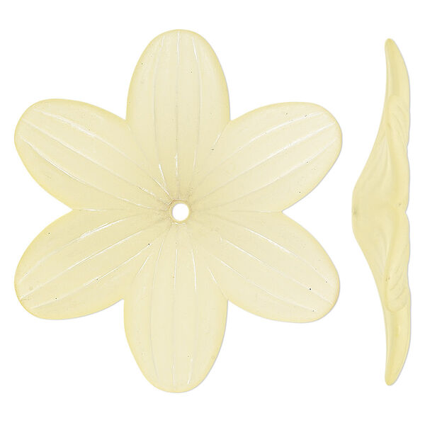 Component, acrylic, frosted yellow, 48x7mm flower. Sold per pkg of 10. image number 0