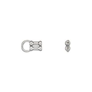 Crimp end, JBB Findings, antiqued sterling silver, 10x6mm 2 strand, 0.9mm inside diameter. Sold per pkg of 2.