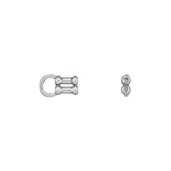 Crimp end, JBB Findings, antiqued sterling silver, 10x6mm 2 strand, 0.9mm inside diameter. Sold per pkg of 2. image number 0